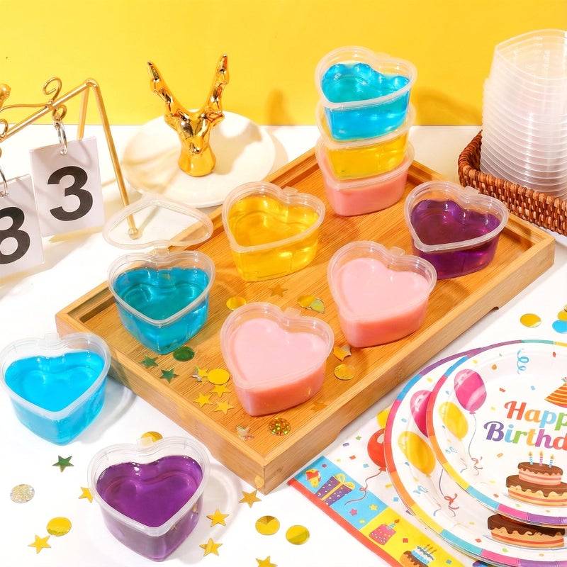 ICYANG 50-Pack Heart Shaped Jello Shot Cups, 1.5 Oz Clear Plastic Heart Containers with Lids, Reusable Portion Cups for Valentineâ€™s Day, Bridal Showers, Parties, Dessert Making - Image 4